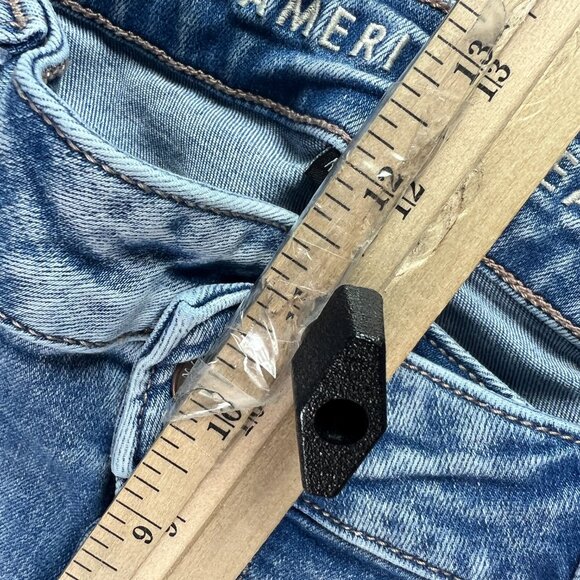 American Eagle Jeans Women's 32x27* Super High Rise Flare Blue Denim Tag 14 S - Picture 15 of 16